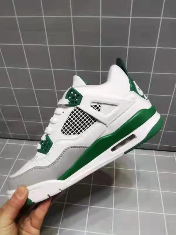 New Men Air Jordan 4 White Grey Green Shoes